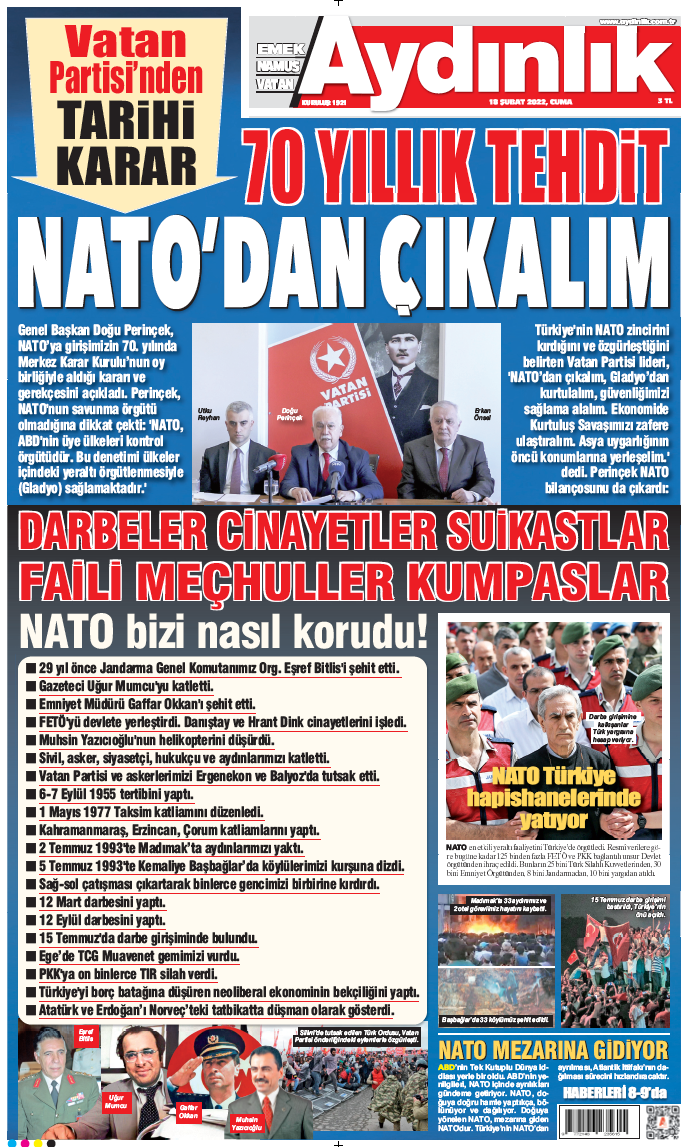 Vatan Partisi NATO dan çıkalım kampanyası başlattı Güçlü NATO güçlü