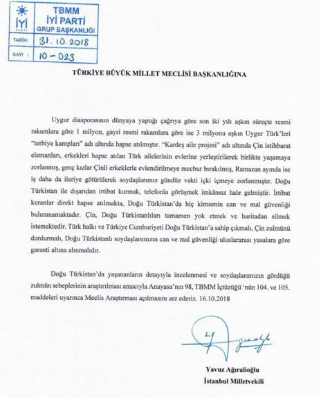 İYİ Parti'nin Doğu Türkistan önergesi AKP-MHP oylarıyla reddedildi - Resim : 1