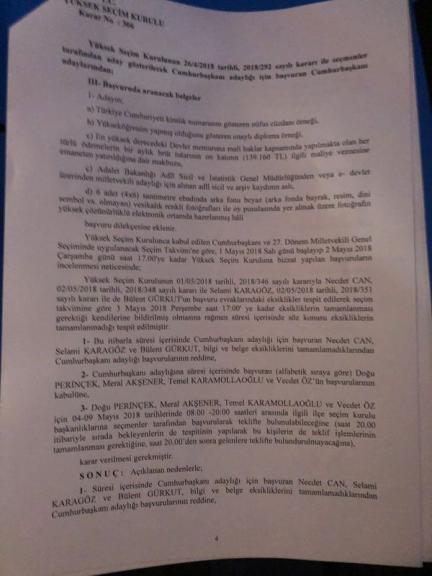 YSK Başkanı açıkladı: 4 adayın başvurusu kabul edildi - Resim : 1