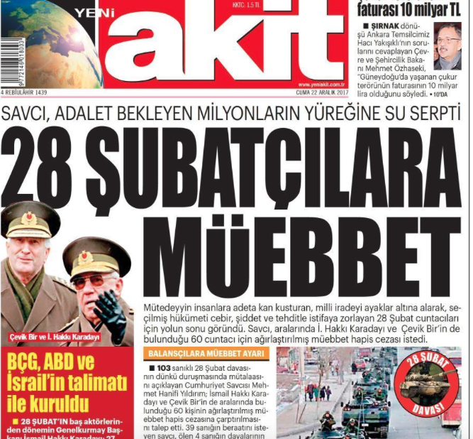FETÖ ruhu hortladı: Yandaşların 28 Şubat manşetleri - Resim : 1