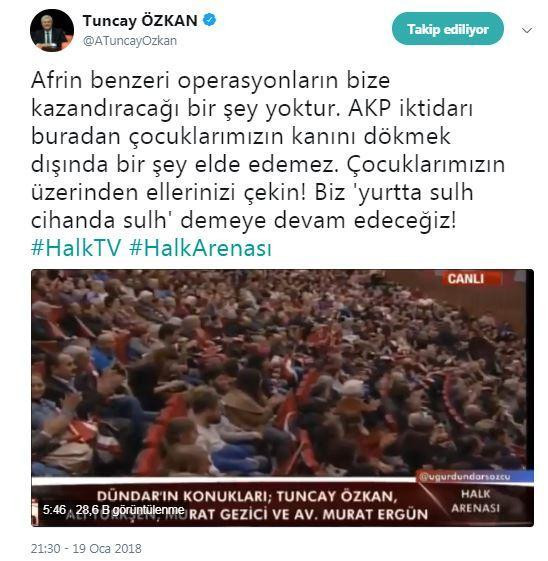 'Trump sever' CHP'li Tuncay Özkan Afrin operasyonunu hedef aldı - Resim : 1