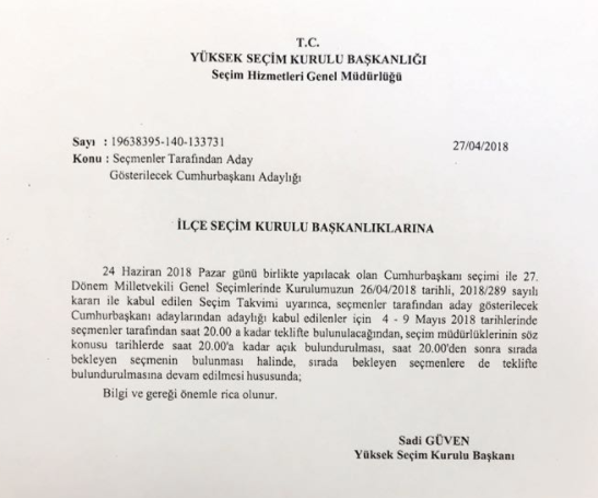 Vatandaşlar saat 20'ye kadar Cumhurbaşkanı adaylarına imza verebilecek - Resim : 1