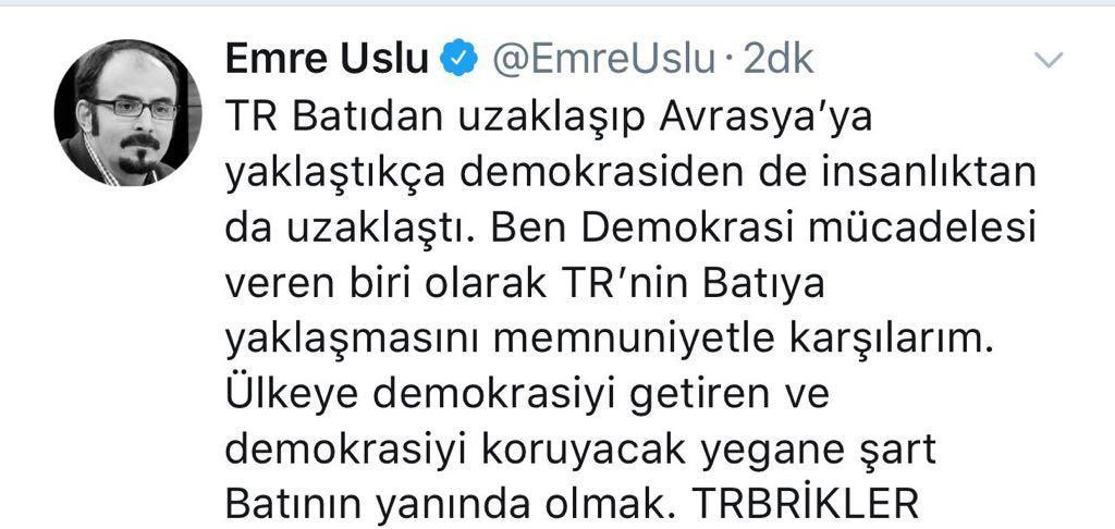 FETÖ'cü Emre Uslu'dan emperyalist saldırıya destek, Erdoğan'a tebrik - Resim : 2