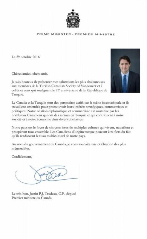 Kanada Başbakanı 29 Ekim Mesajı yayınladı - Resim : 2