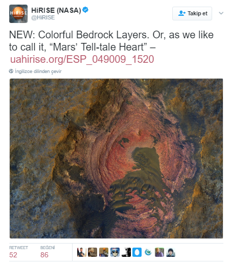NASA Mars'ın 'Gammaz Yüreği'ni paylaştı - Resim : 1