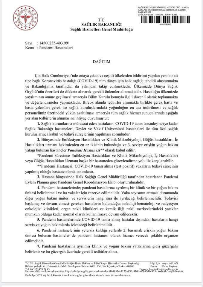 Sağlık Bakanlığı'ndan koronavirüs genelgesi: Özel ve Vakıf hastaneleri salgın hastanesi oldu - Resim: 1