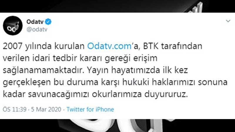 Erişim engeli kararına OdaTV’den açıklama - Resim: 1