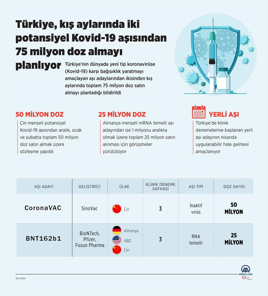 Türkiye, kış aylarında iki potansiyel Kovid-19 aşısından 75 milyon doz almayı planlıyor - Resim: 1