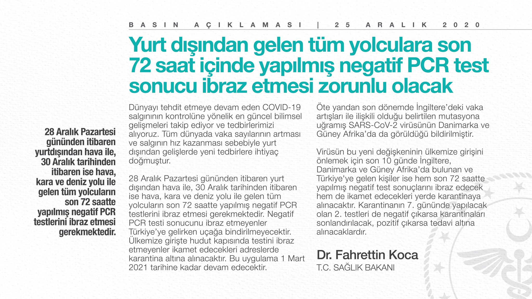 Yurt dışından gelen tüm yolculara PCR testi zorunluluğu - Resim: 1