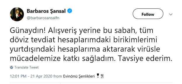 Barbaros Şansal kendine yakışanı yaptı: Birikimlerini yurt dışına taşıdı - Resim: 1