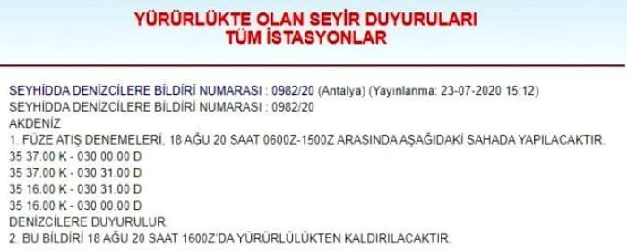 Türkiye'den yeni NAVTEX: Füze denemeleri yapılacak - Resim: 1