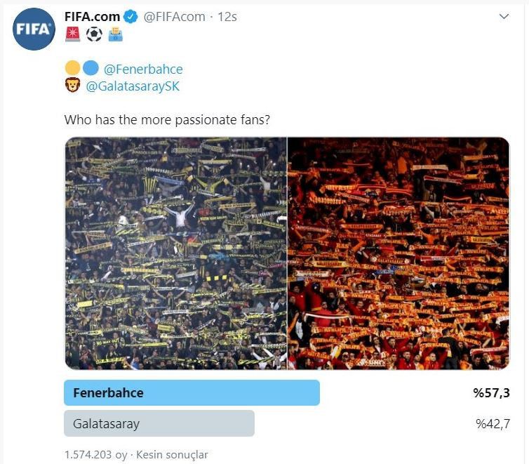 FIFA Fenerbahçe mi Galatasaray mı diye sordu, peki anketi kim kazandı? - Resim: 1