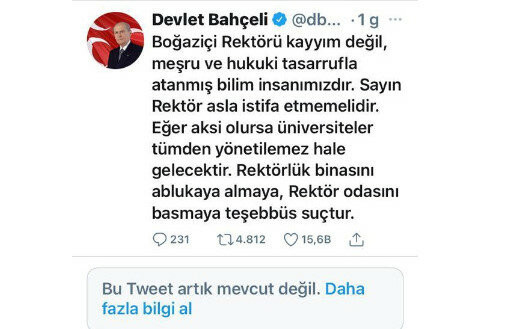 Twitter'dan Devlet Bahçeli'ye Boğaziçi sansürü - Resim: 1