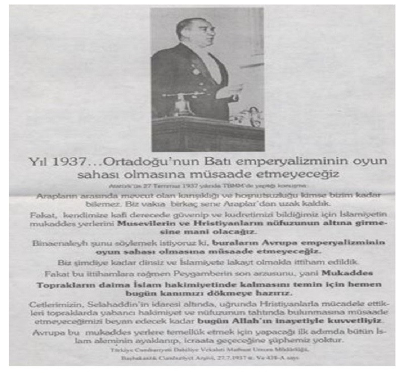 Atatürk'ün 'Filistin'e el sürülemez' diye sözü var mı? - Resim: 4