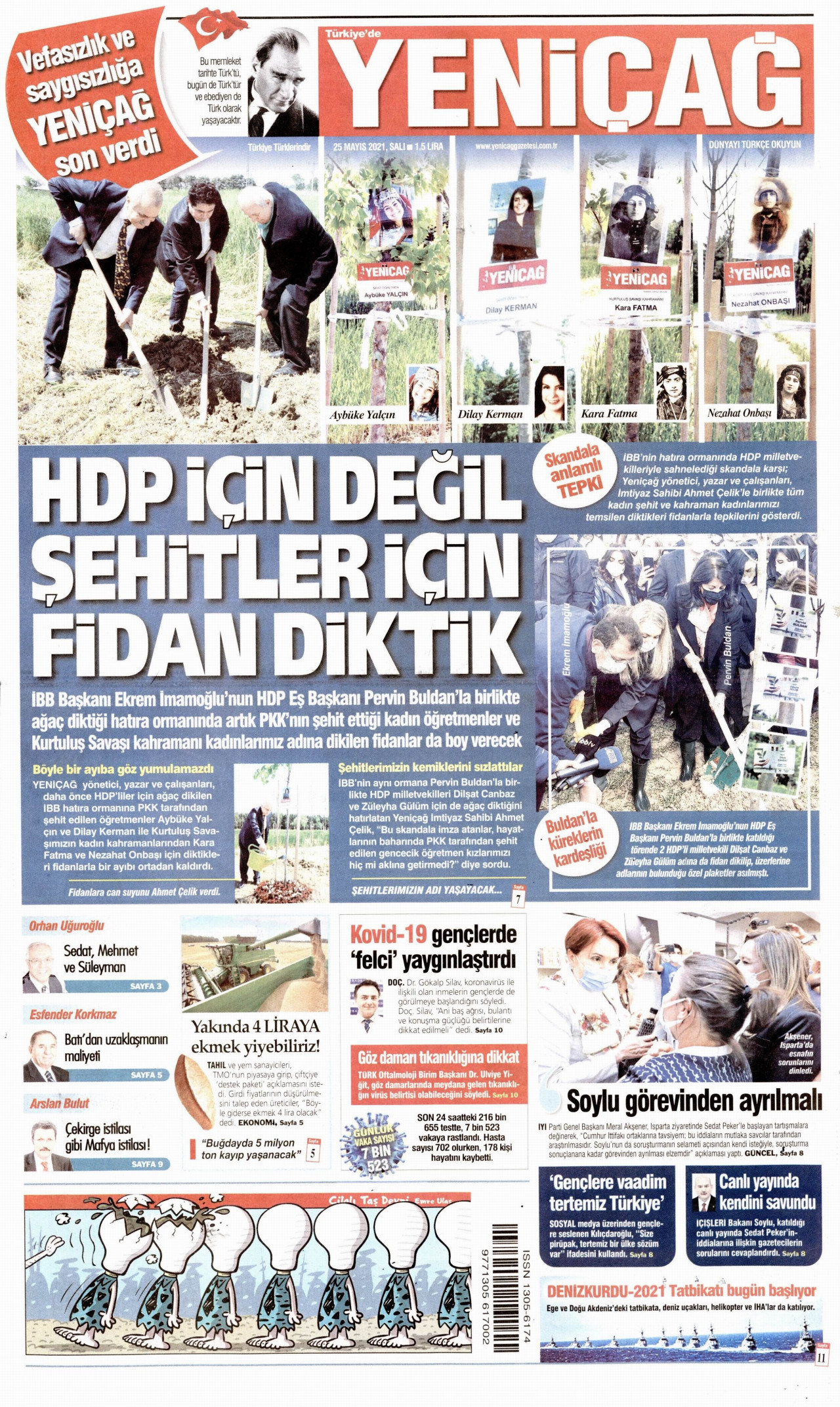 Yeniçağ gazetesinden İmamoğlu'na tepki:'HDP için değil şehitler için fidan diktik' - Resim: 1