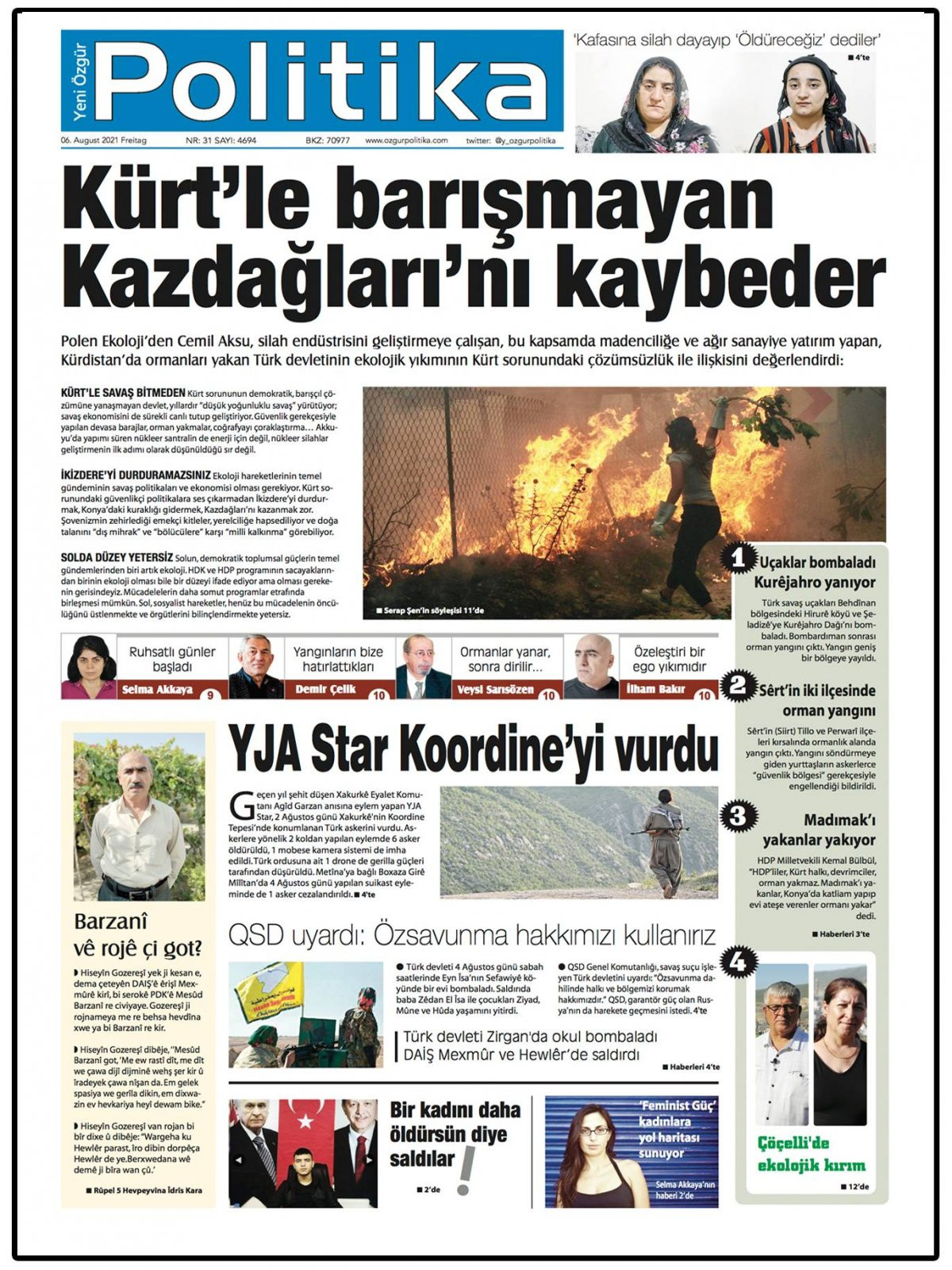 PKK tehdit etmişti, Kaz Dağları'nda yangın - Resim: 1