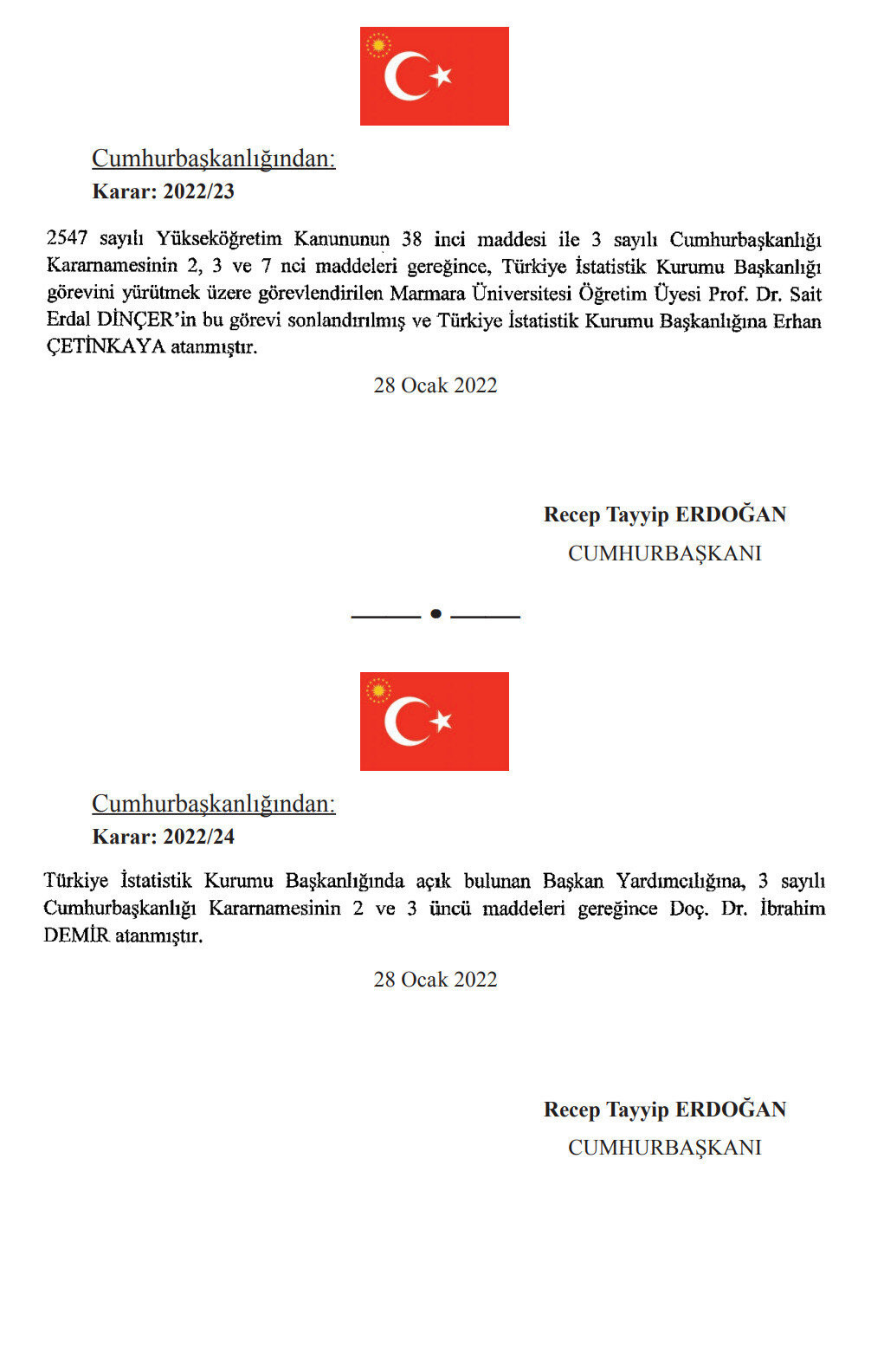 TÜİK Başkanı Sait Erdal Dinçer görevden alındı, yerine Erhan Çetinkaya atandı - Resim: 1