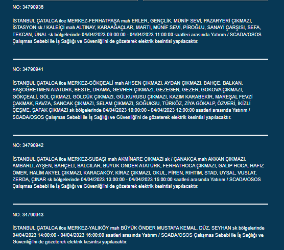 İstanbul'da elektrik kesintisi! 4 Nisan Salı elektrik kesintileri listesi: İstanbul'da nerede elektrikler kesilecek? İstanbul'da elektrik ne zaman gelecek? - Resim: 14