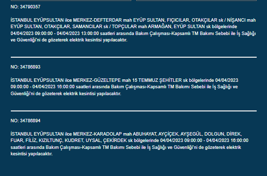 İstanbul'da elektrik kesintisi! 4 Nisan Salı elektrik kesintileri listesi: İstanbul'da nerede elektrikler kesilecek? İstanbul'da elektrik ne zaman gelecek? - Resim: 16